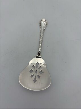 Vintage Masterpiece Silver-Plated Ornate Handled Pierced Serving Spoon